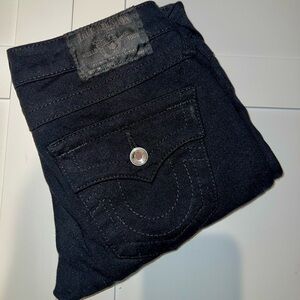 True Religion Women’s Disco Ponte Black Legging Rhinestone Button Size 25